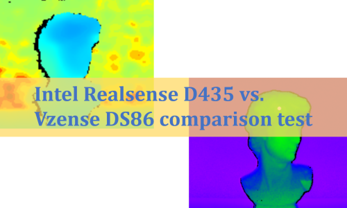 Cover image for the comparison article between Realsense D435 and Vzense DS86.