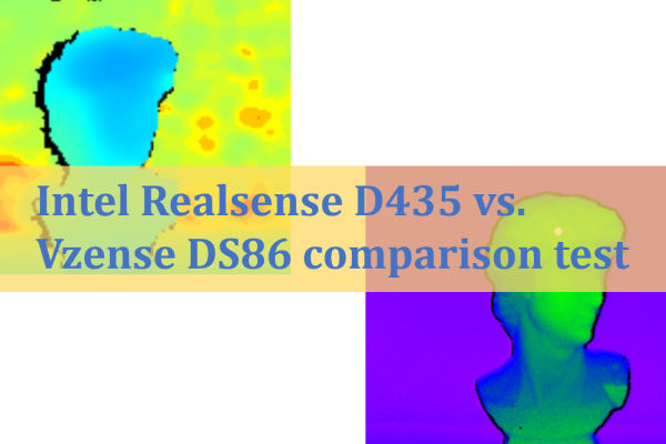 Cover image for the comparison article between Realsense D435 and Vzense DS86.