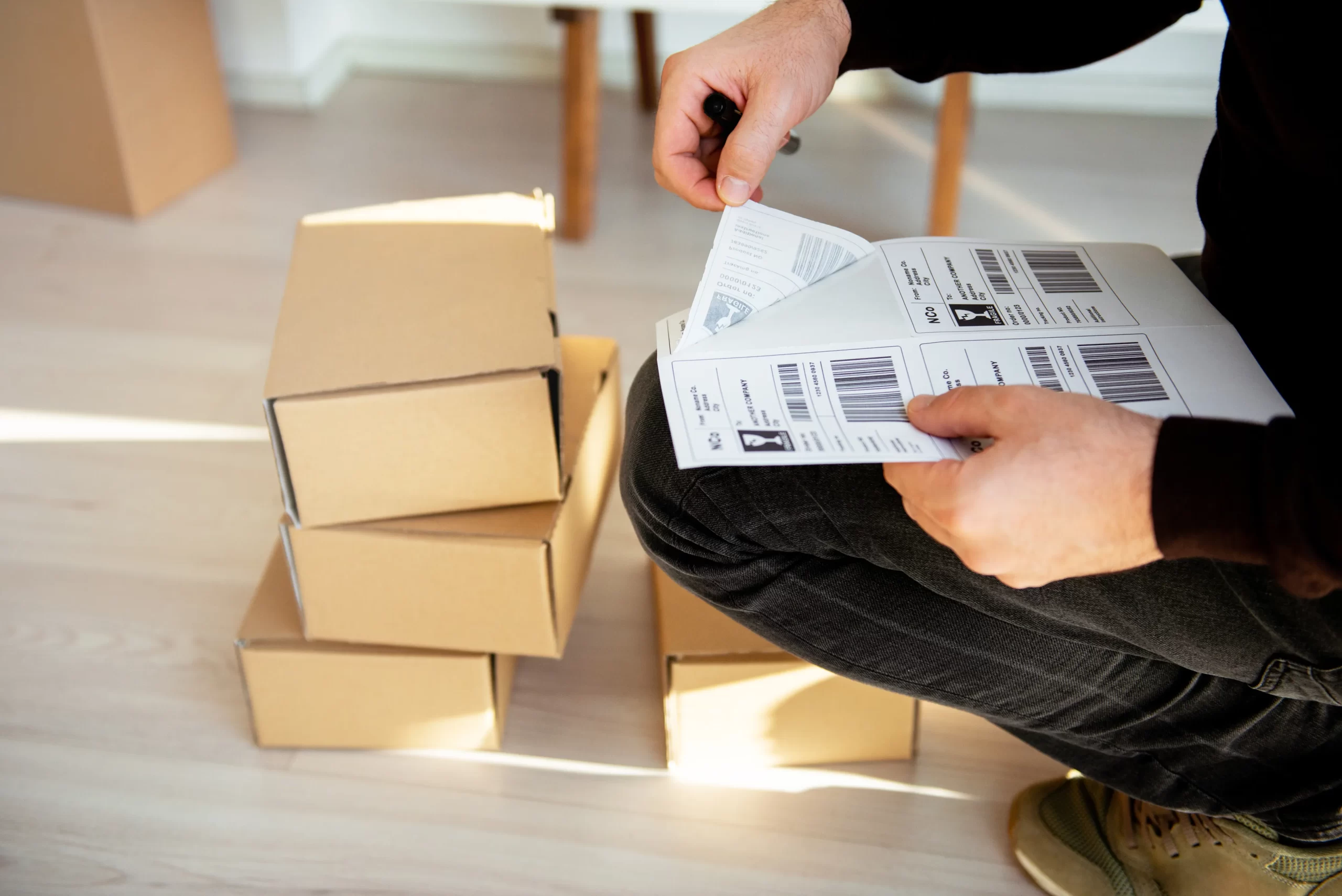 Warehouse-Worker-Measuring-Box-Volume